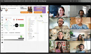 A computer screen with a group of people on it. Description generated by AI